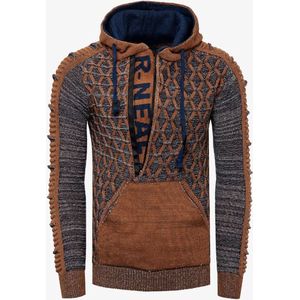 Rusty Neal - heren trui camel petrol - hoodie - 13362