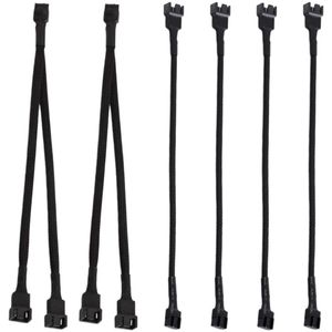 PWM ventilatorkabel pc-ventilator splitter van 1 naar 1 en van 1 naar 2 - 4-pins verlengkabel 26 cm Goud A