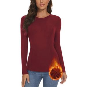 Dames Winter Trui met Lange Mouwen en Fleece Ronde Hals - Elegante Slim Fit Sweatshirt