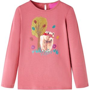 vidaXL - Kindershirt - met - lange - mouwen - 140 - oudroze