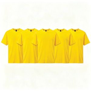 Heren T-shirt Geel - 5 stuks - Goede pasvorm - Basic Blanco Shirt -5 pack -Regular fit - 100% Katoen - Comfortabel - Gildan