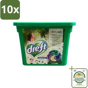 10 x Dreft - Wasmiddelcapsules 4in1 - Witte en Gekleurde Was - Witte Bloem - 15 Wasbeurten - Grootverpakking - Wasmiddelcapsules - Witte Bloem - 4in1 - Wasgeur - Kleurbeschermd