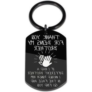 Grappige Sleutelhanger voor Broers in de Wet - Cadeau voor Mannen - BFF Sleutelhanger in Zwart Roestvrij Staal