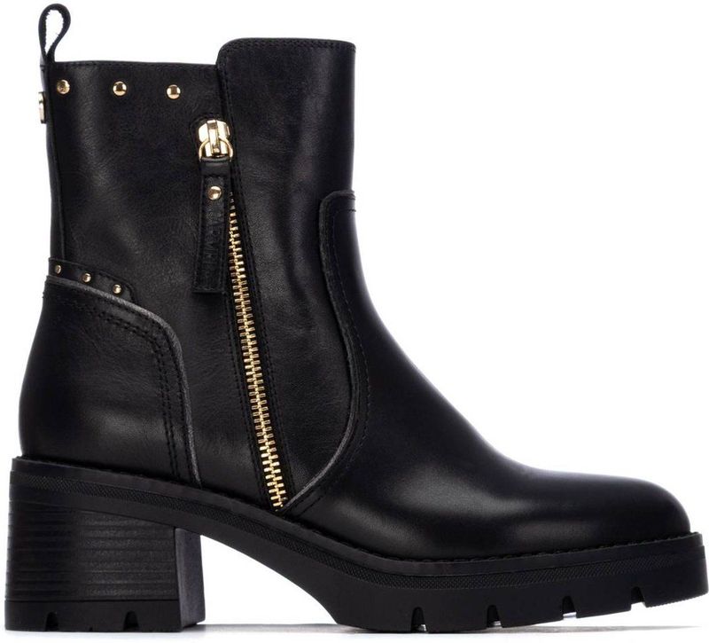 Carmela - 162572 - Leren Enkellaarsjes - Zwart - Ritssluiting - Casual