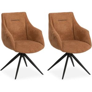MX Sofa - Colin – Eetkamerstoelen – Cognac – Set van 2