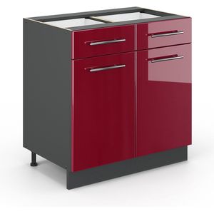Vicco Fame-Line Keuken Keukenonderkast – 80 cm , WB Marmer Bordeauxrode hoogglans , WB Marmer