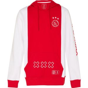 Ajax-hooded sweater wit/rood/wit logo kruizen 164