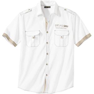 ATLAS FOR MEN - Wit pilotenoverhemd - Heren - Verkrijgbaar in grote maten - 4XL
