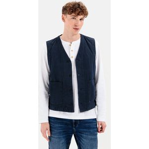 camel active Casual gilet in een mix van katoen en linnen - Maat menswear-50 - Donkerblauw