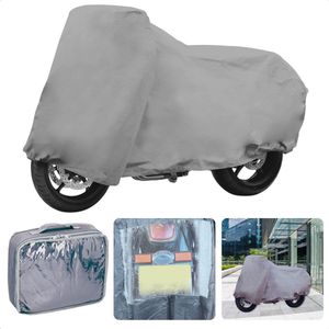 Motorhoes Maat L - Beschermhoes Grijs PVC - Weerbestendige Motorhoes - Dubbel Gestikte Naden - Inclusief Sluitclip - Kentekenvenster - 228x99x124cm - Scooterhoes - Brommerhoes - Waterdicht - Voor Binnen en Buiten - Geschikt voor Windscherm