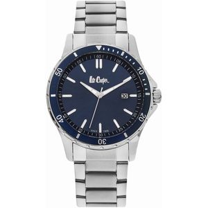 Lee Cooper LC06596.390 - Horloge - Analoog - Mannen - Heren - Stalen band - Zilverkleurig - Blauw