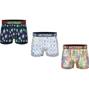 Boxershort - Heren - 3 pack - Amsterdam - Stad/Tegel/Wiet maat XXL