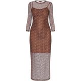 myMo - ROCKS - Jurk - Bruin - Dierenprint - 7/8 Lengte - Slanke Pasvorm