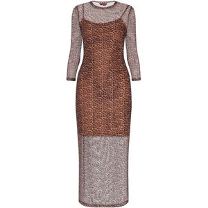 myMo - ROCKS - Jurk - Bruin - Dierenprint - 7/8 Lengte - Slanke Pasvorm