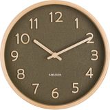 Wall clock Pure wood grain small moss green