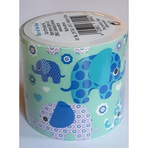 masking tape Blauw met Olifanten - decoratie washi papier tape - 48 mm x 4 m