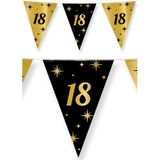 2x stuks leeftijd verjaardag feest vlaggetjes 18 jaar geworden zwart/goud 10 meter