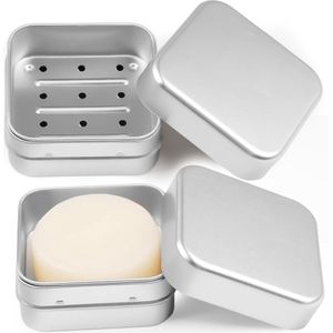 Ynkkvre - Reis Zeepdoos - Set van 2 - Aluminium Zeepdozen met Afdruiprek en Deksel