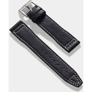B&S Leren Horlogeband Luxury - Zwart Aviator - 20mm