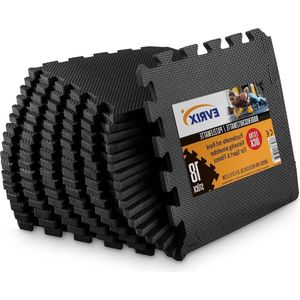 Vloerbeschermingsmat extra dik - 18 delen (31 x 31 cm) - Fitness puzzelmat - Fitnessruimte en fitnessapparaten - Bescherming 20% meer