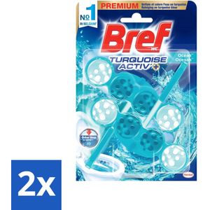 Bref WC - Turquoise Activ+ - Toiletblok - Oceaan - 2 Blokken - Voordeelverpakking - 2 stuks