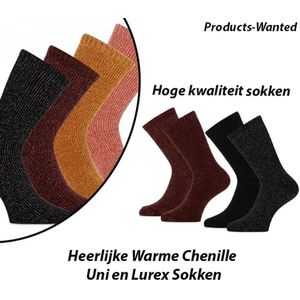 6 Paar Heerlijke Warme Chenille Uni en Lurex Sokken