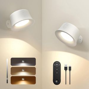 Led-wandlamp - Draadloos - Geschikt voor woonkamer, slaapkamer en hal - 2 stuks - Wit