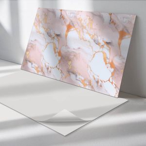 Wallfluent Vinyl Wandpaneel - Marmerpatroon met accenten Vinyl Wandbekleding - 100 cm x 50 cm - Beige PVC wandpaneel - 1 stuk - Rechthoekig Wandbekleding Vinyl - Texturen Wandpaneel - Zelfklevend Muurpaneel - Wandpaneel Keuken en Badkamer