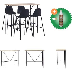 vidaXL 5-delige Barset stof zwart - Set tafel en stoelen - Inclusief Houtreiniger en verfrisser