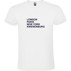 wit T-Shirt met London,Paris, New York , Knienenburg tekst Zwart Size XS