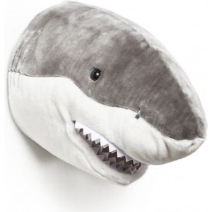 Pluche haai dierenhoofd knuffel 30 cm - Haaienkop - Kinderkamer muurdecoratie