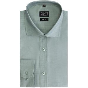 GENTS - Overhemd slimfit bamboe - Polyblend - Groen - Maat EU46/XXL