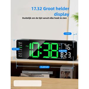 Digitale wekker - Grote LED digitale wandklok - eenvoudige zit- en hangklok voor twee doeleinden - grote elektronische klok met groot lettertype - meerdere sets wekkers, temperatuur en week op hetzelfde scherm