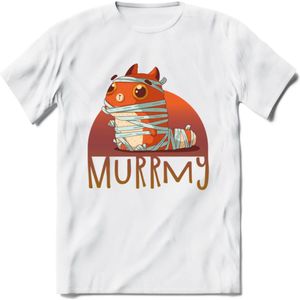 Kat murrmy T-Shirt Grappig | Dieren katten halloween Kleding Kado Heren / Dames | Animal Skateboard Cadeau shirt - Wit - XL