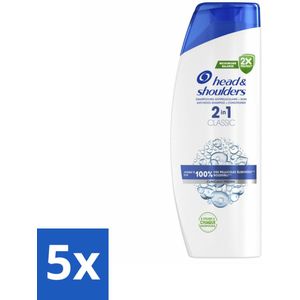 5 x Head & Shoulders - Shampoo - 2-in-1 - Classic - 100% Roosvrij - 400 ml - Anti-roos Shampoo - Roosvrij Haar - 2-in-1 Shampoo Conditioner - Hoofdoorzaak Roos - Droogheid En Jeuk