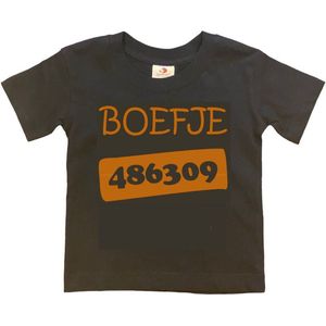 T-shirt Kinderen ""Boefje 486309"" | korte mouw | zwart/tan | maat 86/92 (XXS)