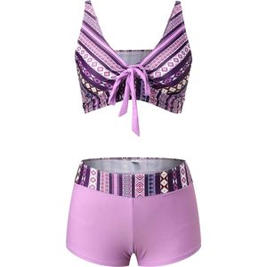 Paarse Bikini met Short Broekje - Strandkleding - Dames - Korte Broek