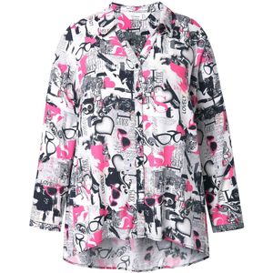 MIAMODA - Dames - Blouse A-lijn brilmotief lange mouw - Sneeuwwit - Maat 42