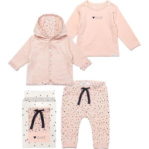 Noppies Cadeauset (3delig) Vest en Broek Peach met stip en Shirt Yvon Peach - Maat 56