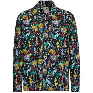 King Kerosin AOP Vintage Heren Longsleeve - zwart - S