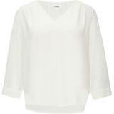 Bluse - Chiffon Blouse - Wit - V-hals - 3/4 Mouwen