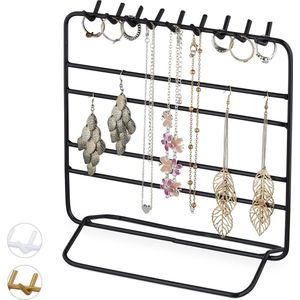 Metaal Sieradenrekje voor Kettingen Oorbellen Armbanden - Sieradenhouder - HBD 21 x 20 x 10 cm - Zwart