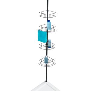 WENKO Telescopisch Doucherek Dolcedo 4-laags RVS zwart - Bevestigen zonder boren