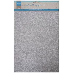 Marianne Design Glitter Papier - A4 - Zilver - 5 stuks