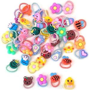 Haarelastiekjes voor meisjes - 50 stuks met versieringen en cartoon motieven, willekeurige kleuren
