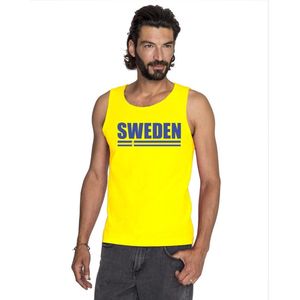 Geel Sweden supporter mouwloos shirt heren - Zweden singlet shirt/ tanktop XXL