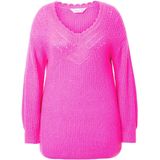 MIAMODA - Dames - Trui classic fit vrouwelijke halslijn - Neon bes - Maat 50+