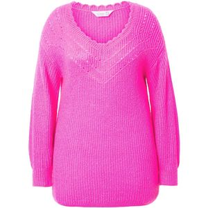 MIAMODA - Dames - Trui classic fit vrouwelijke halslijn - Neon bes - Maat 50+
