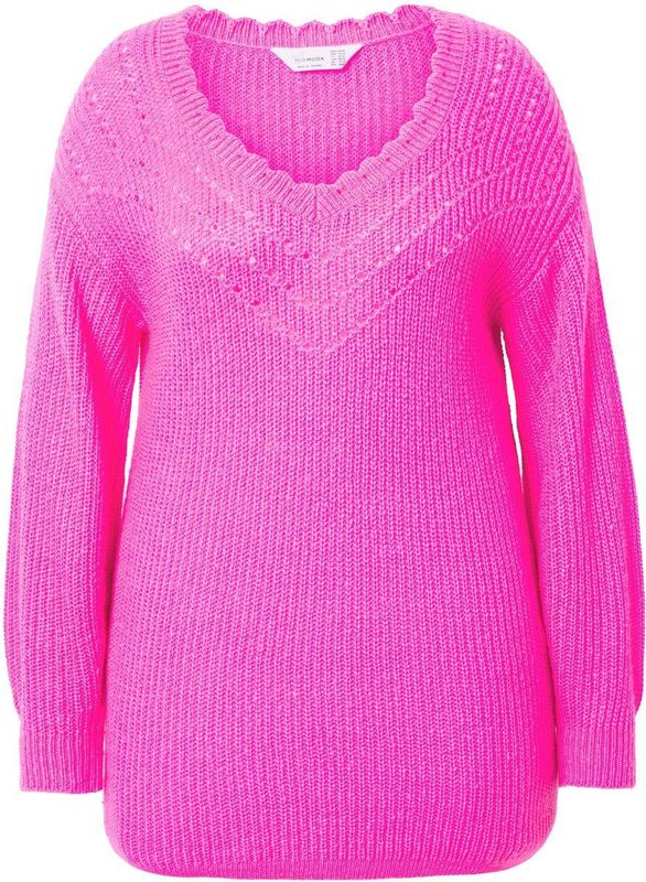 MIAMODA - Dames - Trui classic fit vrouwelijke halslijn - Neon bes - Maat 50+