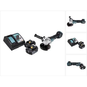 Makita DGA 517 RF accu haakse slijper 18 V 125 mm borstelloos + 2x accu 3.0 Ah + lader